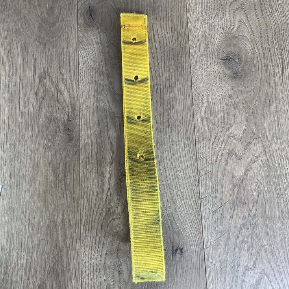 Nylon Off Side Cinch Billet Strap Yellow w/4 pre-punched holes 17 inch. Used.